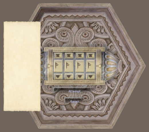 Puzzle Box window with light brass panels behind both arrow rows
