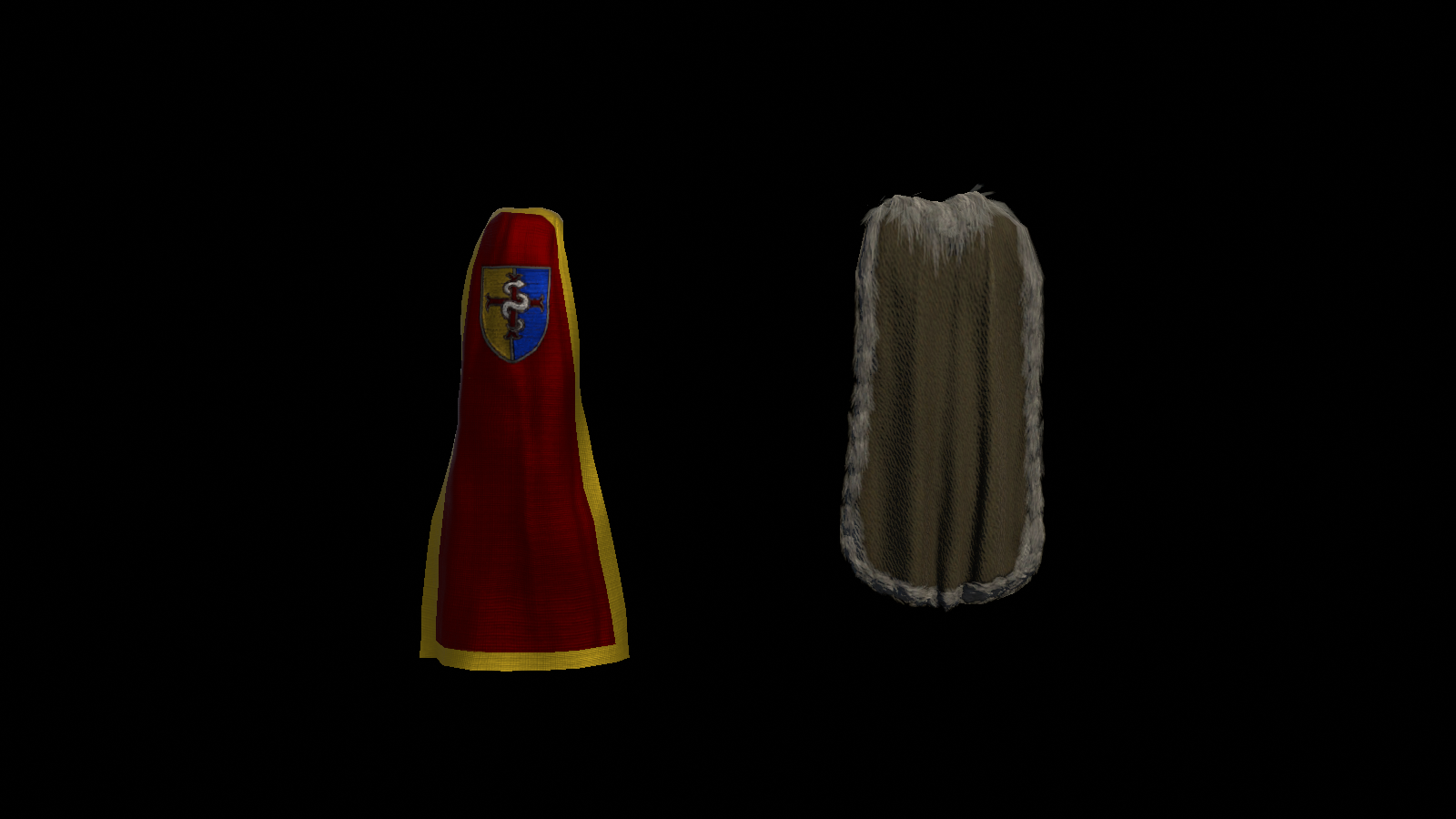Two capes draping in a test scene