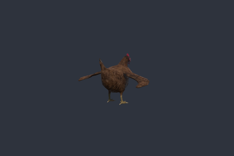 A large brown chicken standing on a plain background