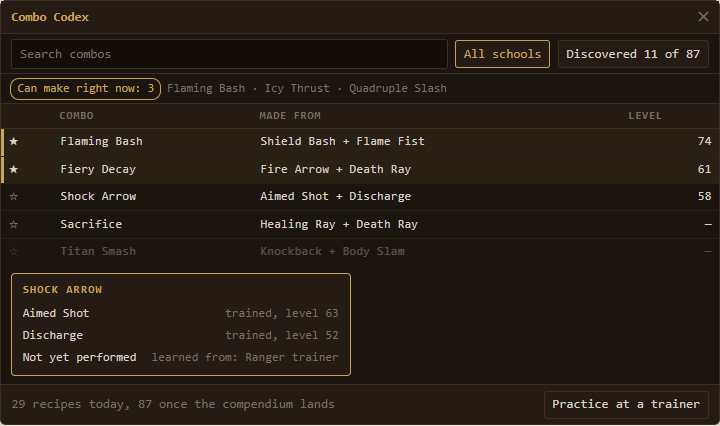 Combo Codex window mockup