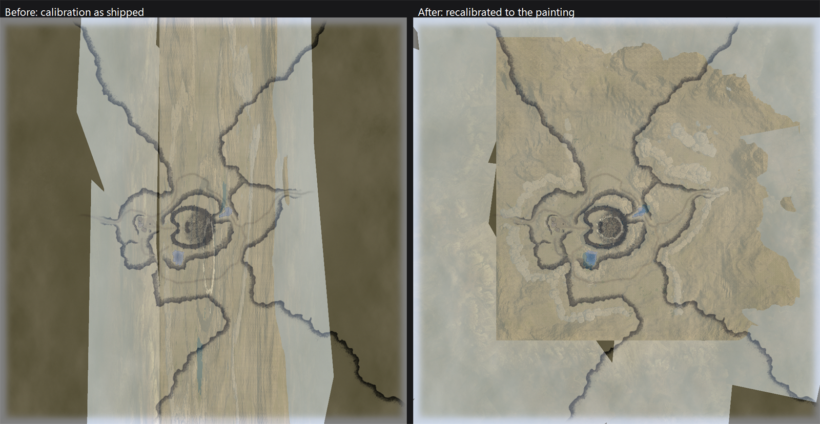 Desolis map calibration before and after