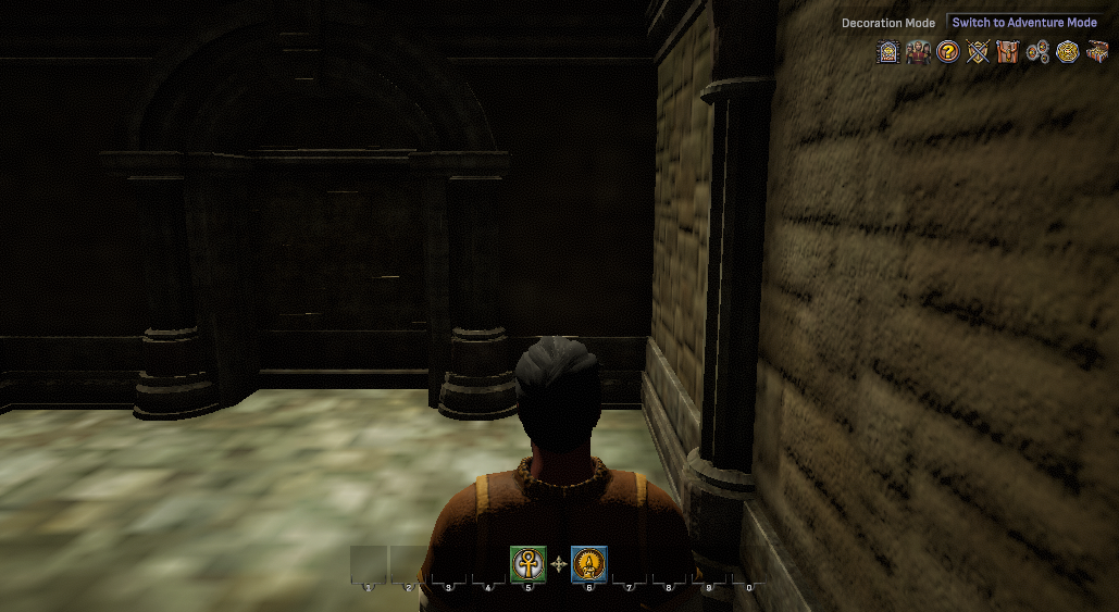A player dungeon foyer with the new mode switch panel in the top right corner