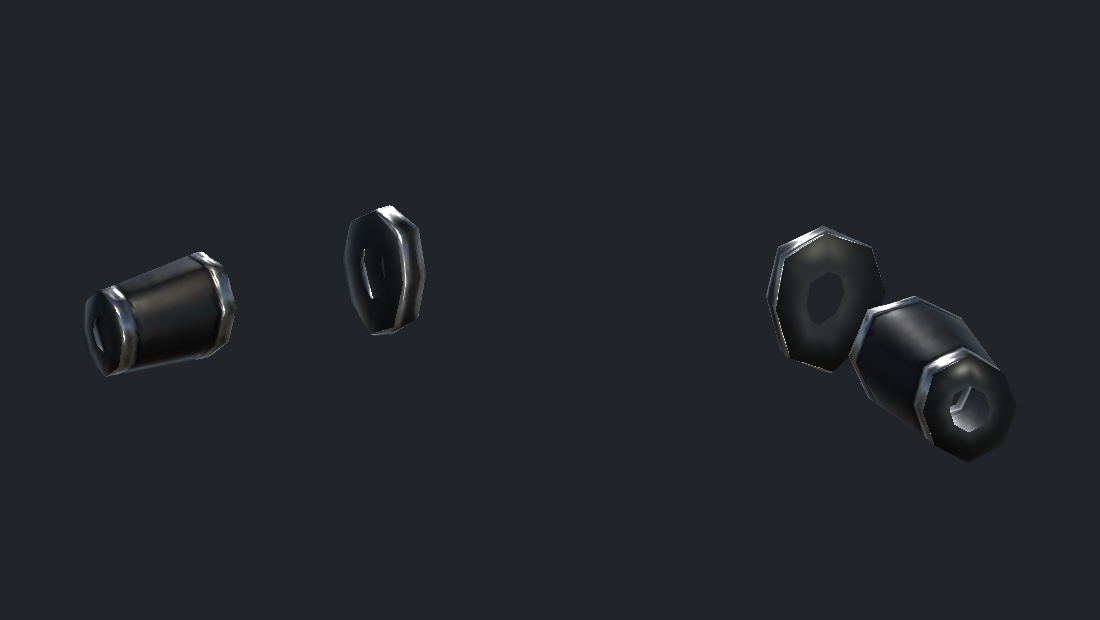The same four ring and band shapes rendered as dark leather with metal trim