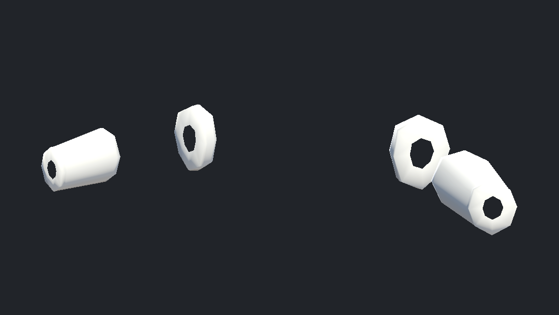 Four white untextured ring and band shapes on a dark background