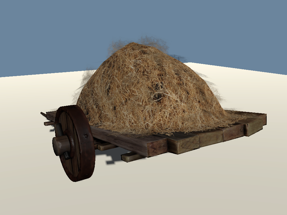 Hay Cart with clear hay pile and correct ground shadow