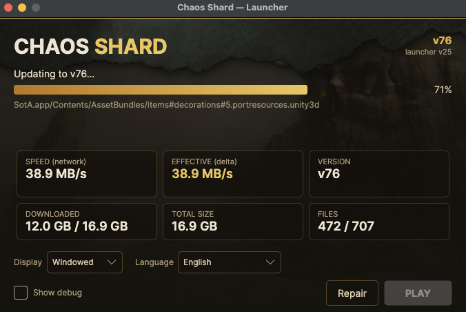 Mac launcher downloading the game