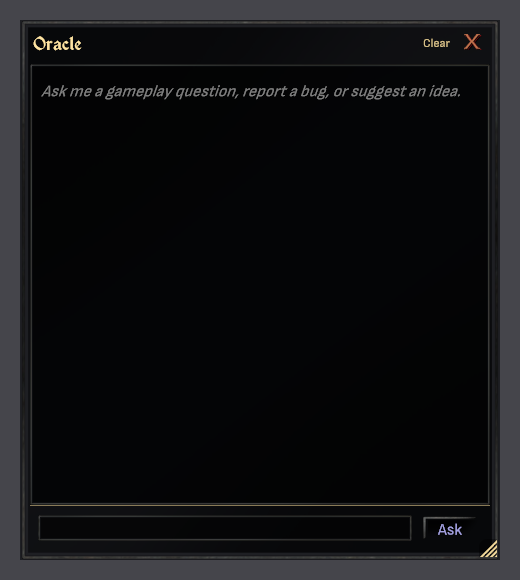 The Oracle window with the new Clear button in its title bar