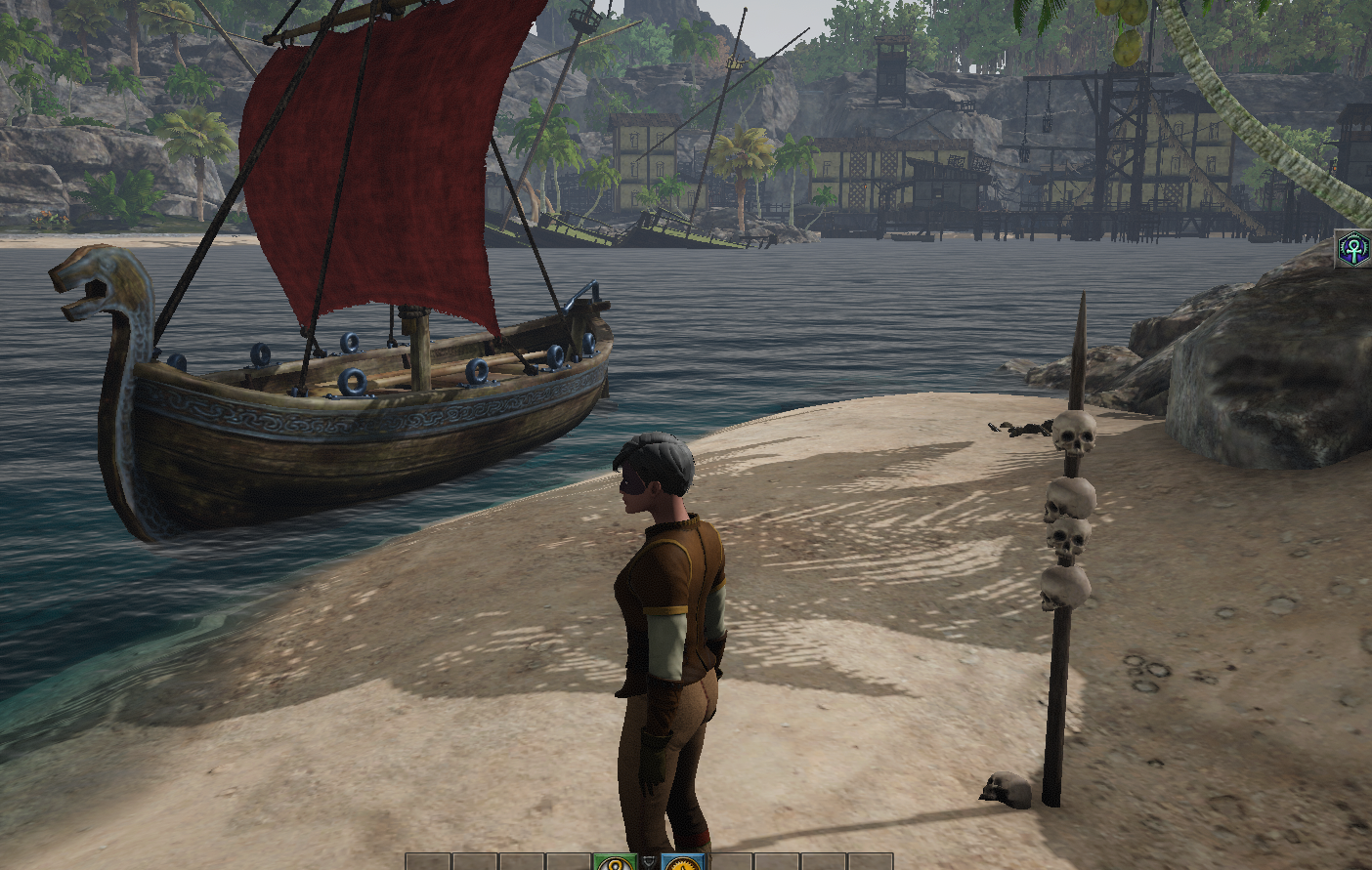 The same island shoreline rendered normally