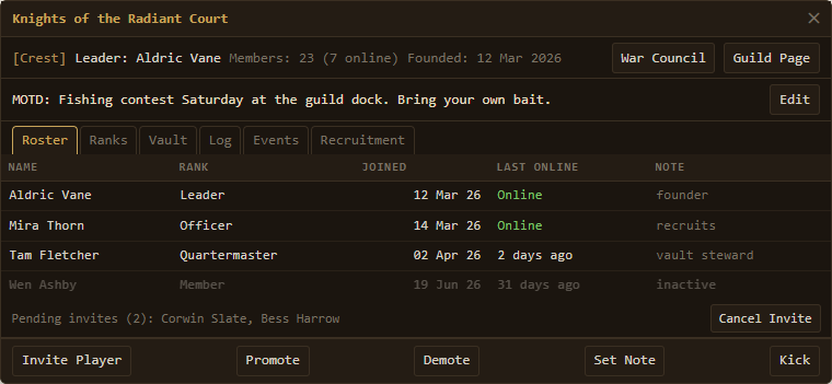 Guild Ledger mockup