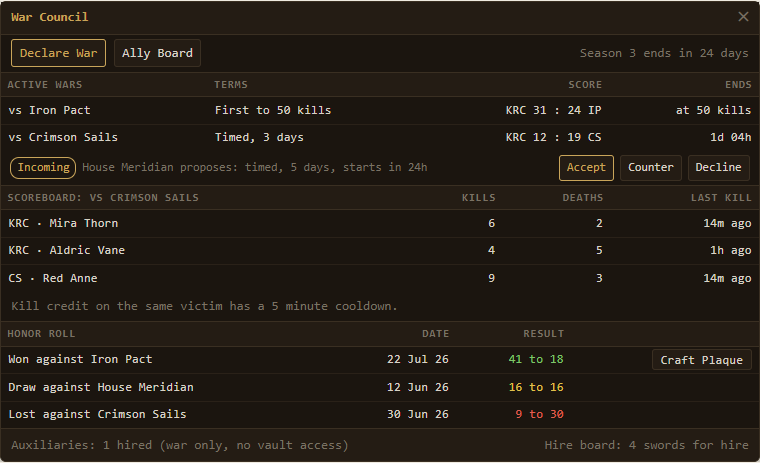 War Council mockup