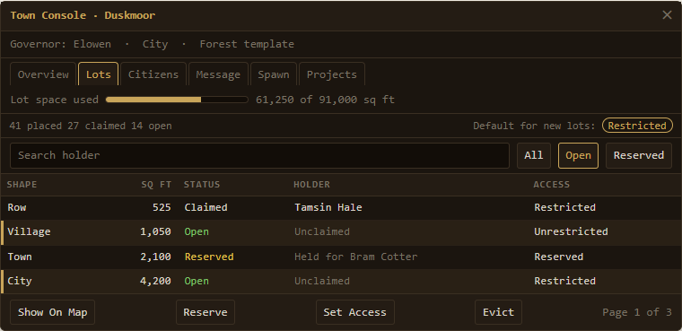 Town Console mockup