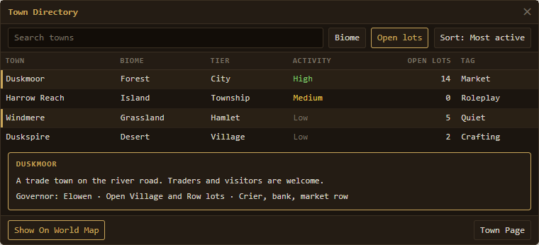 Town Directory mockup