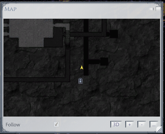 The old 2D paper map of The Rise behind the 2D button