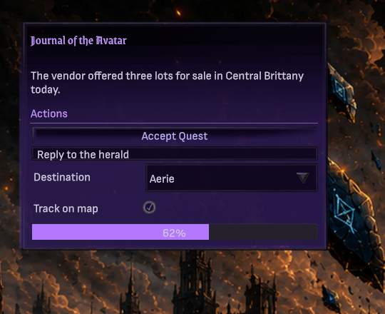 The same demo window in Arcane: violet-black panel, lilac text, violet progress bar and title