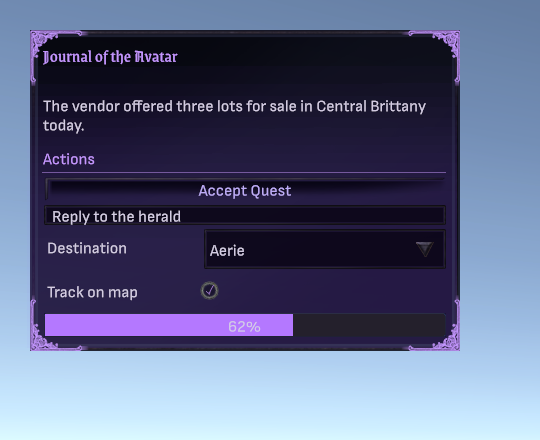 A demo window in the Arcane theme with violet flourish ornaments in the corners on a violet-black panel