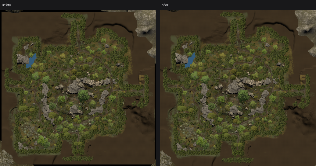 Zone map before and after the black edge was removed